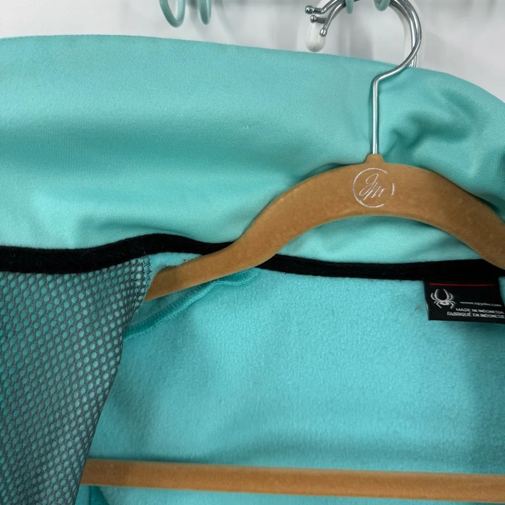 Spyder Fleece lined off center zipper aqua blue Ski Jacket Lightweight XL